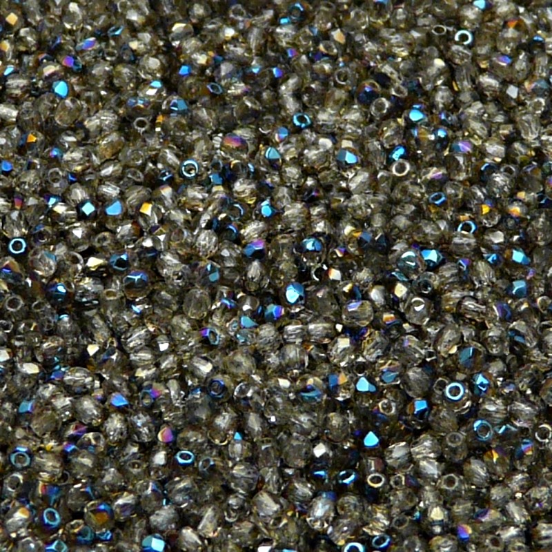 100pcs Czech Fire Polished Faceted Glass Beads Round 2mm Crystal Azuro