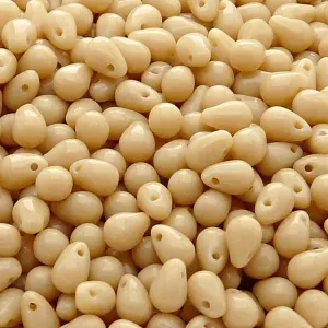 50pcs Czech Pressed Glass Teardrop Beads 4x6mm Opaque Beige