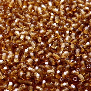 100pcs Czech Fire Polished Faceted Glass Beads Round 3mm Smoked Topaz