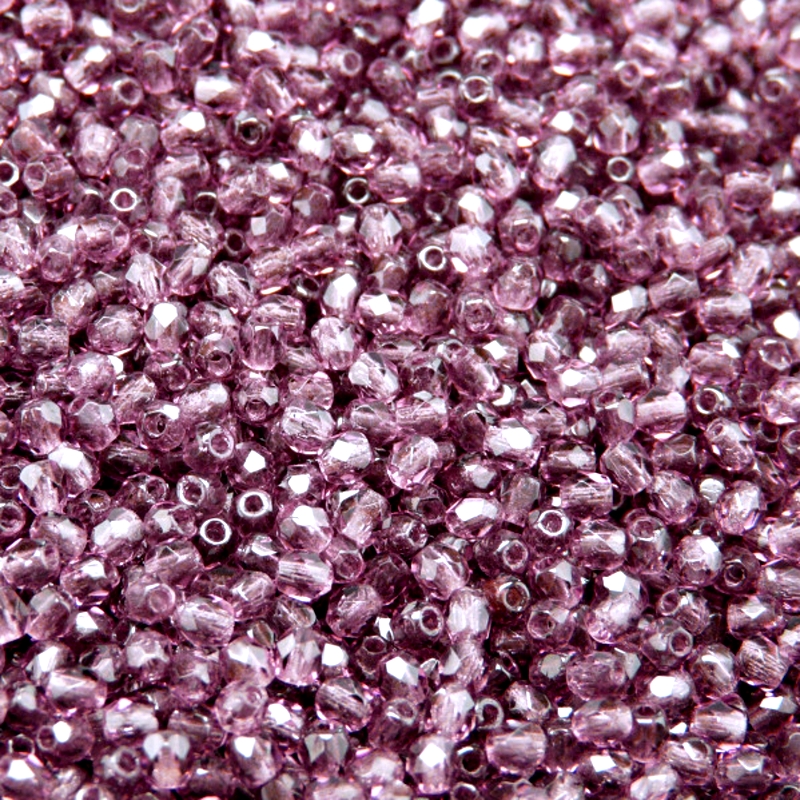 100pcs Czech Fire Polished Faceted Glass Beads Round 3mm Amethyst