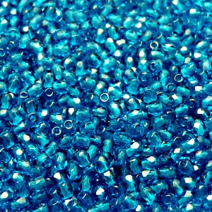 100pcs Czech Fire Polished Faceted Glass Beads Round 3mm Capri Blue