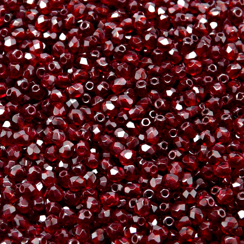 100pcs Czech Fire Polished Faceted Glass Beads Round 3mm Garnet