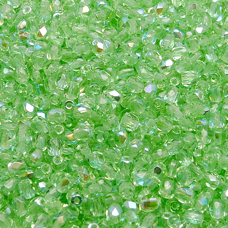 100pcs Czech Fire Polished Faceted Glass Beads Round 3mm Green Peridot AB