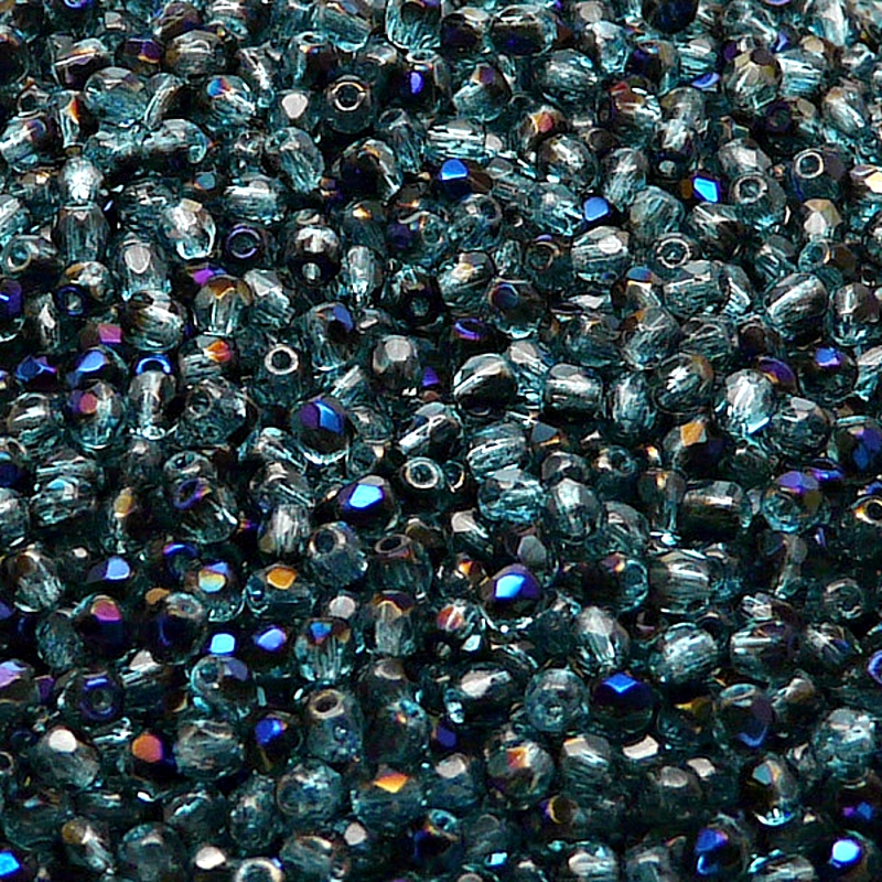 100pcs Czech Fire Polished Faceted Glass Beads Round 3mm Light Aquamarine Azuro