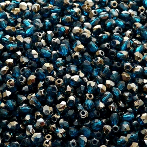 100pcs Czech Fire Polished Faceted Glass Beads Round 3mm Capri Blue Valentinit