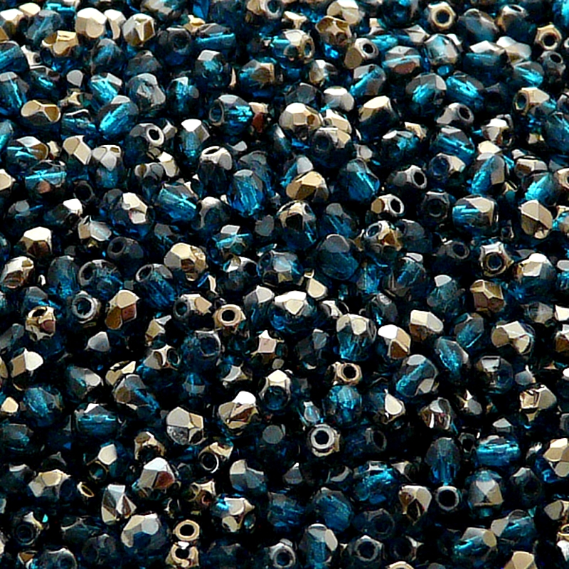 100pcs Czech Fire Polished Faceted Glass Beads Round 3mm Capri Blue Valentinit