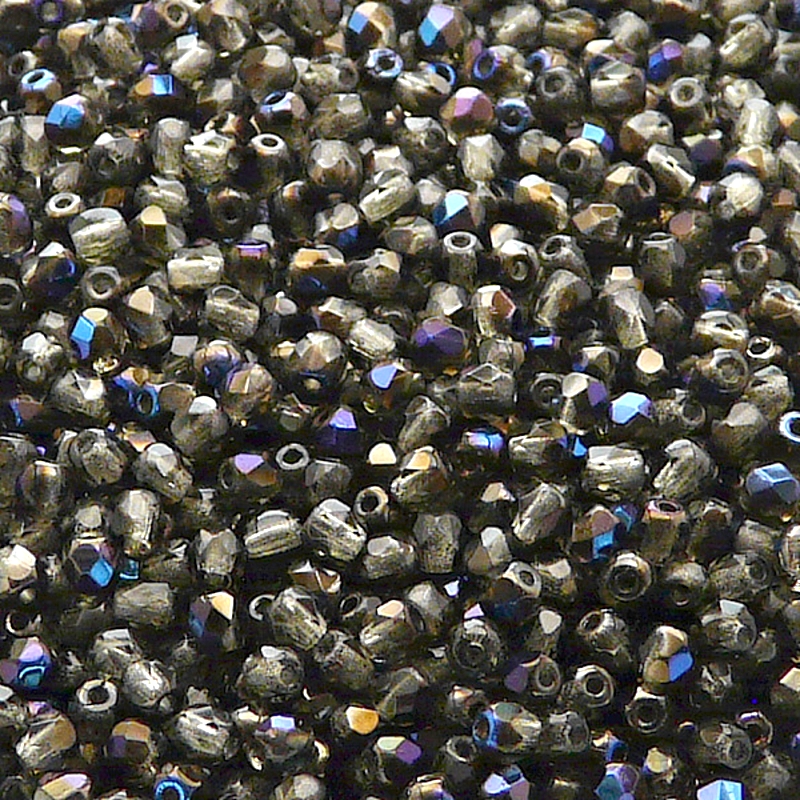 100pcs Czech Fire Polished Faceted Glass Beads Round 3mm Black Diamond Azuro