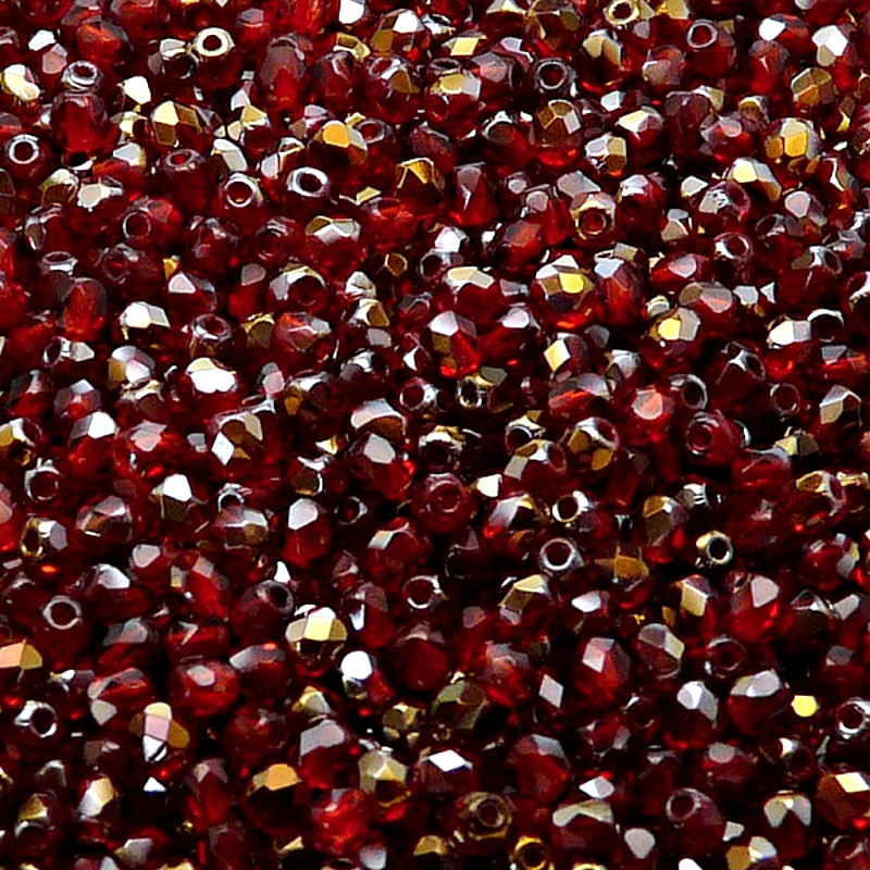 100pcs Czech Fire Polished Faceted Glass Beads Round 3mm Ruby Valentinit