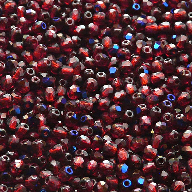 100pcs Czech Fire Polished Faceted Glass Beads Round 3mm Ruby Azuro