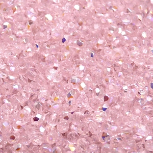 100pcs Czech Fire Polished Faceted Glass Beads Round 3mm Pink Rosaline AB