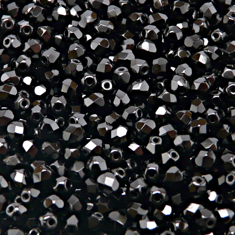 100pcs Czech Fire Polished Faceted Glass Beads Round 4mm Jet
