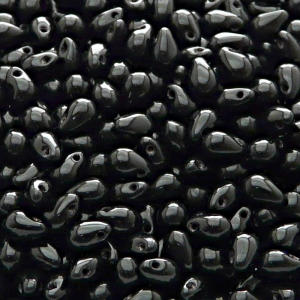 80pcs Czech Pressed Glass Teardrop Beads 4x6mm Jet