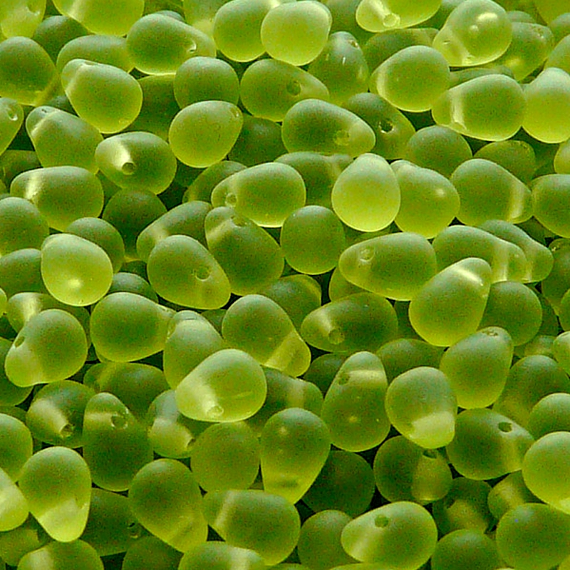 80pcs Czech Pressed Glass Teardrop Beads 4x6mm Olivine Matte