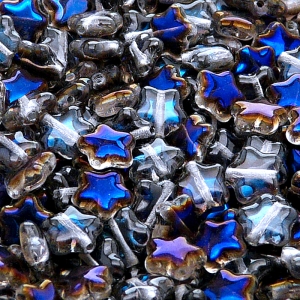 40pcs Czech Pressed Glass Star Beads 8mm Crystal Azuro