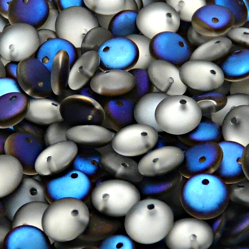 40pcs Czech Pressed Glass Lentil Beads 8mm Crystal Azuro Matte