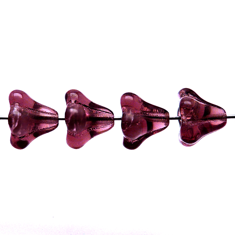 10pcs Czech Pressed Glass Bell Flowers Beads 11x13mm Amethyst Matte