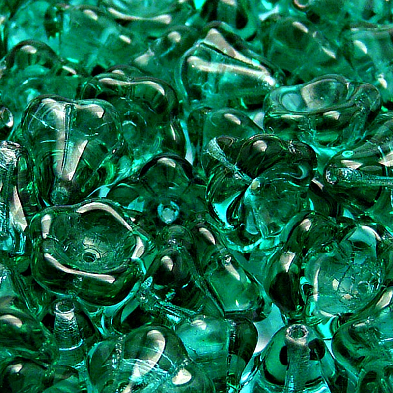10pcs Czech Pressed Glass Bell Flowers Beads 11x13mm Emerald