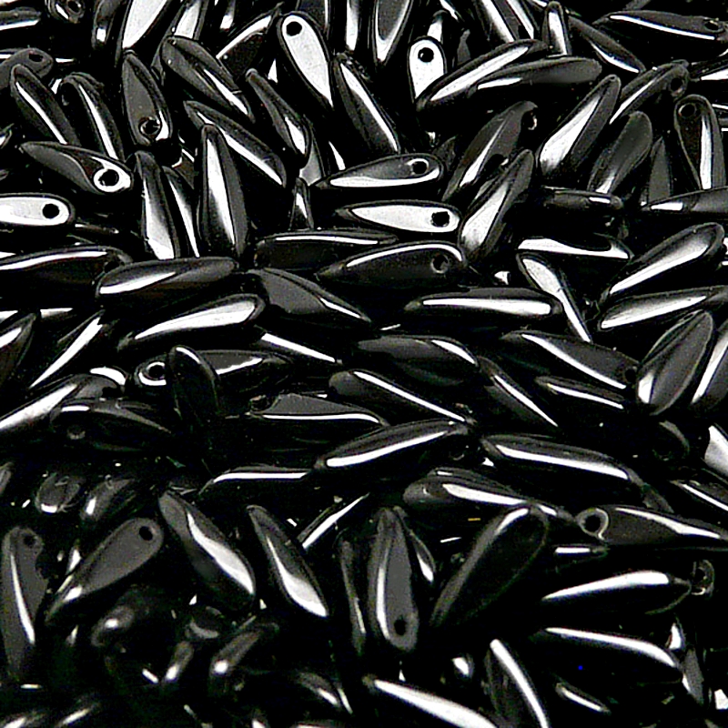 80pcs Czech Pressed Glass Dagger Beads 3x11mm Jet