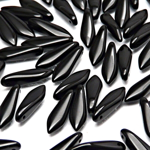 30pcs Czech Pressed Glass Dagger Beads 5x16mm Jet