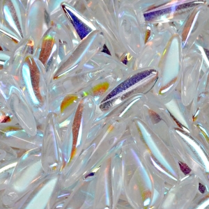 30pcs Czech Pressed Glass Dagger Beads 5x16mm Crystal AB