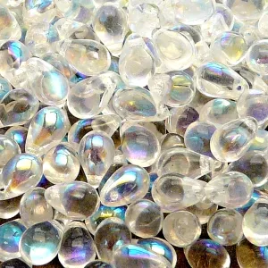 30pcs Czech Pressed Glass Teardrop Beads 6x9mm Crystal AB