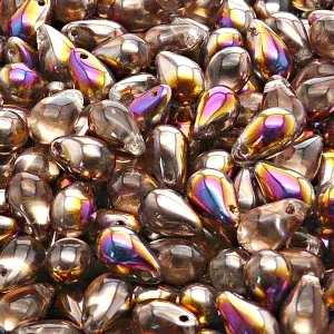 30pcs Czech Pressed Glass Teardrop Beads 6x9mm Crystal Sliperit