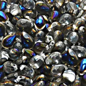 30pcs Czech Pressed Glass Teardrop Beads 6x9mm Crystal Azuro