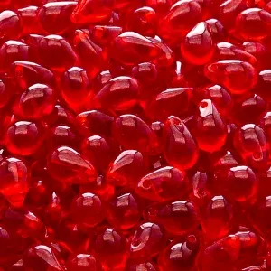 30pcs Czech Pressed Glass Teardrop Beads 6x9mm Ruby