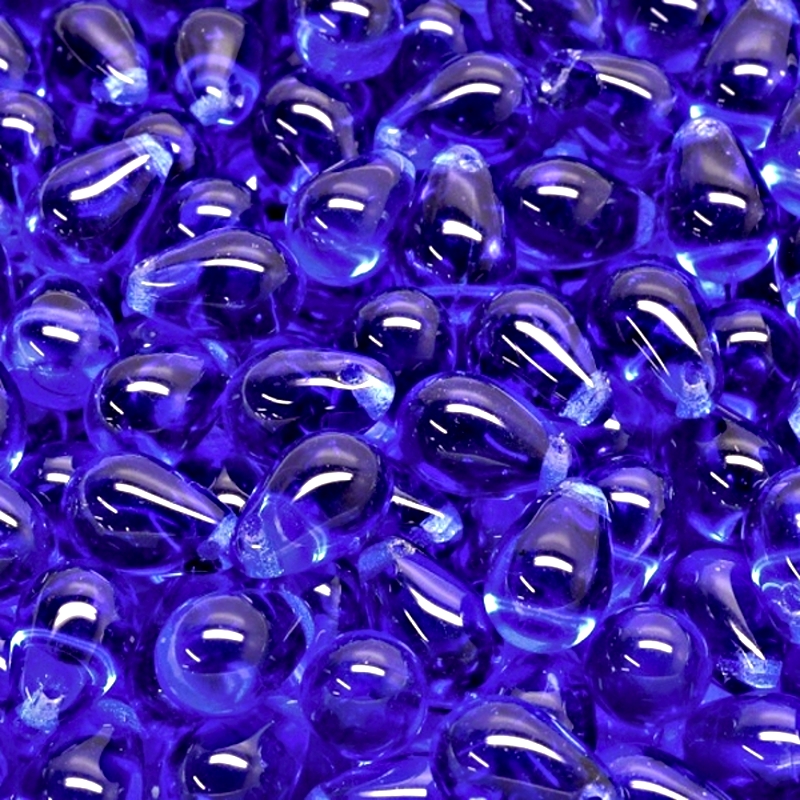 30pcs Czech Pressed Glass Teardrop Beads 6x9mm Dark Sapphire