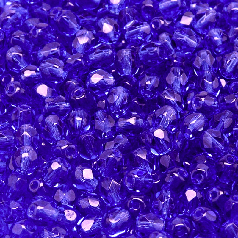 80pcs Czech Fire Polished Faceted Glass Beads Round 5mm Sapphire