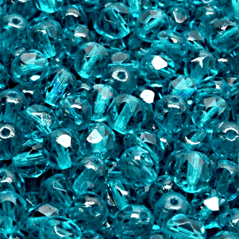 50pcs Czech Fire Polished Faceted Glass Beads Round 6mm Green Aquamarine