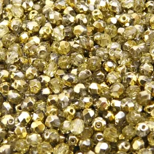100pcs Czech Fire Polished Faceted Glass Beads Round 4mm Crystal Amber