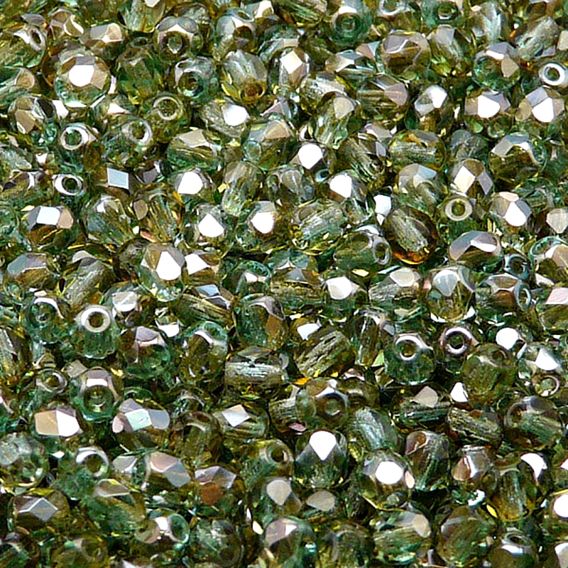 100pcs Czech Fire Polished Faceted Glass Beads Round 4mm Light Green Aquamarine Celsian