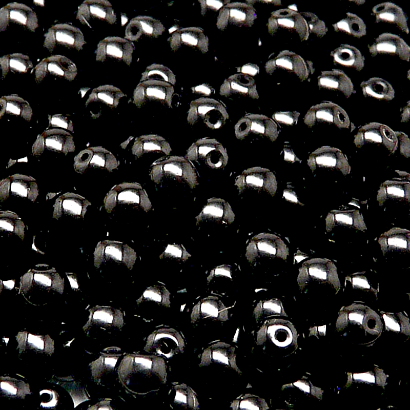 100pcs Czech Pressed Glass Round Beads 6mm Jet