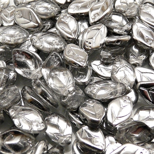 25pcs Czech Pressed Glass Leaf Beads 7x12mm Crystal Labrador (Aluminium)