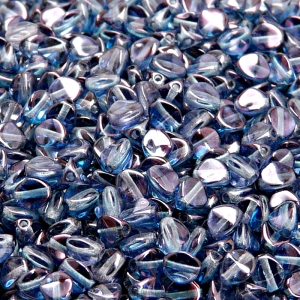 100pcs Czech Pressed Glass Pinch Beads 5mm Crystal Blue Luster