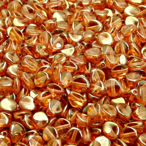 100pcs Czech Pressed Glass Pinch Beads 5mm Crystal Red Luster