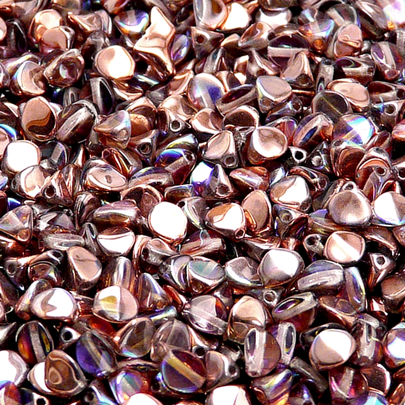 80pcs Czech Pressed Glass Pinch Beads 5mm Crystal Copper Rainbow