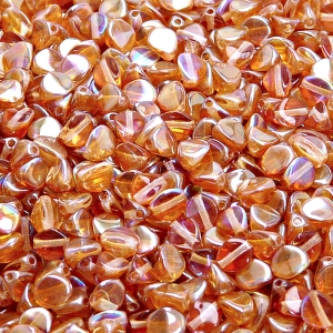 80pcs Czech Pressed Glass Pinch Beads 5mm Crystal Orange Rainbow