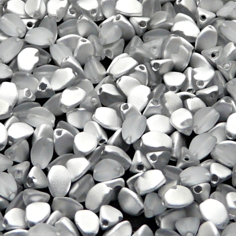 100pcs Czech Pressed Glass Pinch Beads 5mm Crystal Labrador (Aluminium) Matte