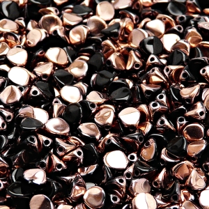100pcs Czech Pressed Glass Pinch Beads 5mm Jet Gold Capri