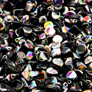 100pcs Czech Pressed Glass Pinch Beads 5mm Jet Vitrail