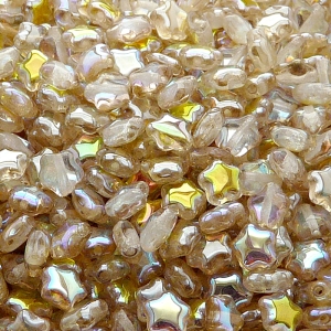 40pcs Czech Pressed Glass Star Beads 6mm Crystal Lemon Rainbow