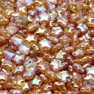 40pcs Czech Pressed Glass Star Beads 6mm Crystal Orange Rainbow