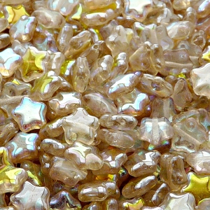 40pcs Czech Pressed Glass Star Beads 8mm Crystal Lemon Rainbow