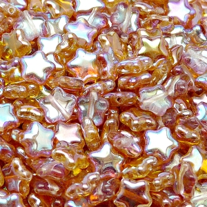 40pcs Czech Pressed Glass Star Beads 8mm Crystal Orange Rainbow