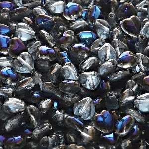 50pcs Czech Pressed Glass Heart Beads 6mm Crystal Azuro