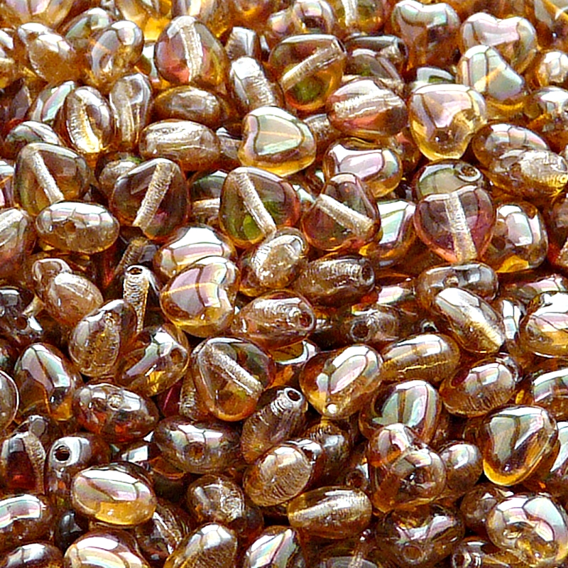 50pcs Czech Pressed Glass Heart Beads 6mm Crystal Venus
