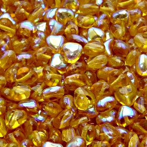 50pcs Czech Pressed Glass Heart Beads 6mm Topaz AB