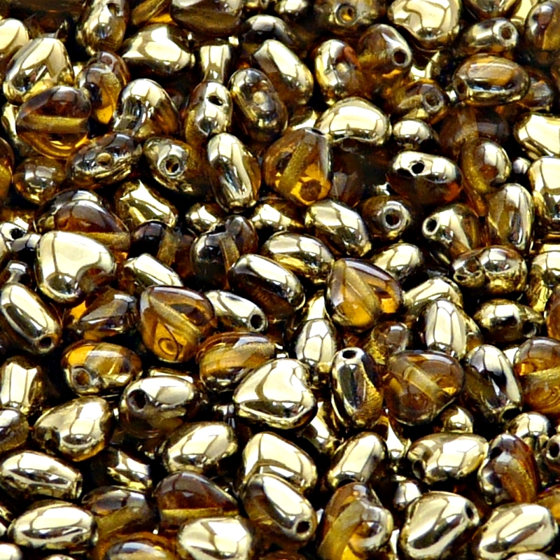50pcs Czech Pressed Glass Heart Beads 6mm Topaz Amber